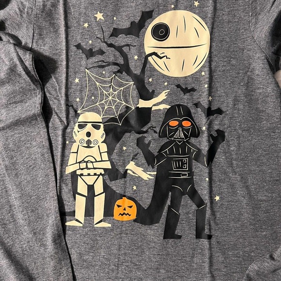 Star Wars Halloween Gray Medium Long Sleeve Darth Vader Storm Trooper Shirt “NEW - Picture 3 of 6